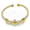 Oro Laminado Individual Bangle, Gold Filled Style Flower Design, Diamond Cutting Finish, Tricolor, 07.311.0005.1 (03 MM Thickness, One size fits all)