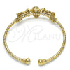 Oro Laminado Individual Bangle, Gold Filled Style Flower Design, Diamond Cutting Finish, Tricolor, 07.311.0005.1 (03 MM Thickness, One size fits all)