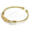 Oro Laminado Individual Bangle, Gold Filled Style Diamond Cutting Finish, Tricolor, 07.311.0006.1 (03 MM Thickness, One size fits all)