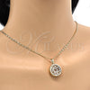 Oro Laminado Pendant Necklace, Gold Filled Style Butterfly Design, with White Cubic Zirconia, Diamond Cutting Finish, Golden Finish, 04.63.1350.18 (02 MM Thickness, 18 Inches Length)