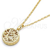 Oro Laminado Pendant Necklace, Gold Filled Style Butterfly Design, with White Cubic Zirconia, Diamond Cutting Finish, Golden Finish, 04.63.1350.18 (02 MM Thickness, 18 Inches Length)