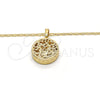 Oro Laminado Pendant Necklace, Gold Filled Style Butterfly Design, with White Cubic Zirconia, Diamond Cutting Finish, Golden Finish, 04.63.1350.18 (02 MM Thickness, 18 Inches Length)