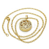 Oro Laminado Pendant Necklace, Gold Filled Style Butterfly Design, with White Cubic Zirconia, Diamond Cutting Finish, Golden Finish, 04.63.1350.18 (02 MM Thickness, 18 Inches Length)