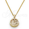 Oro Laminado Pendant Necklace, Gold Filled Style Butterfly Design, with White Cubic Zirconia, Diamond Cutting Finish, Golden Finish, 04.63.1350.18 (02 MM Thickness, 18 Inches Length)