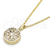 Oro Laminado Pendant Necklace, Gold Filled Style with White Cubic Zirconia, Diamond Cutting Finish, Golden Finish, 04.63.1352.18 (02 MM Thickness, 18 Inches Length)