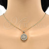 Oro Laminado Pendant Necklace, Gold Filled Style Heart Design, with White Cubic Zirconia, Diamond Cutting Finish, Golden Finish, 04.63.1353.18 (02 MM Thickness, 18 Inches Length)