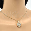 Oro Laminado Pendant Necklace, Gold Filled Style Heart Design, with White Cubic Zirconia, Diamond Cutting Finish, Golden Finish, 04.63.1353.18 (02 MM Thickness, 18 Inches Length)