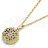 Oro Laminado Pendant Necklace, Gold Filled Style Heart Design, with White Cubic Zirconia, Diamond Cutting Finish, Golden Finish, 04.63.1353.18 (02 MM Thickness, 18 Inches Length)