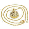 Oro Laminado Pendant Necklace, Gold Filled Style Heart Design, with White Cubic Zirconia, Diamond Cutting Finish, Golden Finish, 04.63.1353.18 (02 MM Thickness, 18 Inches Length)