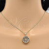 Oro Laminado Pendant Necklace, Gold Filled Style Flower Design, with White Cubic Zirconia, Diamond Cutting Finish, Golden Finish, 04.63.1354.18 (02 MM Thickness, 18 Inches Length)