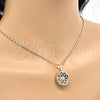 Oro Laminado Pendant Necklace, Gold Filled Style Flower Design, with White Cubic Zirconia, Diamond Cutting Finish, Golden Finish, 04.63.1354.18 (02 MM Thickness, 18 Inches Length)