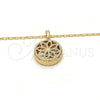 Oro Laminado Pendant Necklace, Gold Filled Style Flower Design, with White Cubic Zirconia, Diamond Cutting Finish, Golden Finish, 04.63.1354.18 (02 MM Thickness, 18 Inches Length)
