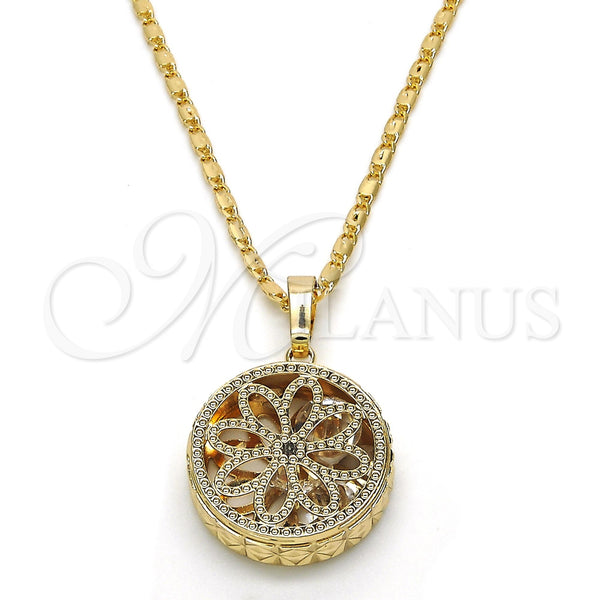 Gold Filled Necklace — Pendant Necklace Flower Design with White Cubic Zirconia — main product view — SKU 119129 | Oro Laminado collar — Pendant Necklace flor diseño with blanco Cubic Zirconia — SKU 119129