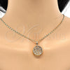 Oro Laminado Pendant Necklace, Gold Filled Style Heart Design, with White Cubic Zirconia, Diamond Cutting Finish, Golden Finish, 04.63.1356.18 (02 MM Thickness, 18 Inches Length)
