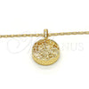 Oro Laminado Pendant Necklace, Gold Filled Style Heart Design, with White Cubic Zirconia, Diamond Cutting Finish, Golden Finish, 04.63.1356.18 (02 MM Thickness, 18 Inches Length)