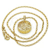 Oro Laminado Pendant Necklace, Gold Filled Style Heart Design, with White Cubic Zirconia, Diamond Cutting Finish, Golden Finish, 04.63.1356.18 (02 MM Thickness, 18 Inches Length)