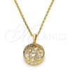 Oro Laminado Pendant Necklace, Gold Filled Style Heart Design, with White Cubic Zirconia, Diamond Cutting Finish, Golden Finish, 04.63.1356.18 (02 MM Thickness, 18 Inches Length)