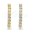 Oro Laminado Huggie Hoop, Gold Filled Style with White Cubic Zirconia, Polished, Golden Finish, 02.210.0095.25
