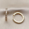 Oro Laminado Huggie Hoop, Gold Filled Style with White Cubic Zirconia, Polished, Golden Finish, 02.210.0095.25
