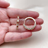 Oro Laminado Huggie Hoop, Gold Filled Style with Garnet and White Cubic Zirconia, Polished, Golden Finish, 02.210.0095.1.25
