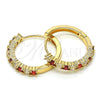 Oro Laminado Huggie Hoop, Gold Filled Style with Garnet and White Cubic Zirconia, Polished, Golden Finish, 02.210.0095.1.25