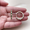 Oro Laminado Huggie Hoop, Gold Filled Style with Green and White Cubic Zirconia, Polished, Golden Finish, 02.210.0095.2.25