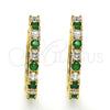 Oro Laminado Huggie Hoop, Gold Filled Style with Green and White Cubic Zirconia, Polished, Golden Finish, 02.210.0095.2.25