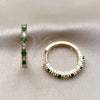 Oro Laminado Huggie Hoop, Gold Filled Style with Green and White Cubic Zirconia, Polished, Golden Finish, 02.210.0095.2.25