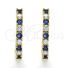 Oro Laminado Huggie Hoop, Gold Filled Style with Sapphire Blue and White Cubic Zirconia, Polished, Golden Finish, 02.210.0095.3.25