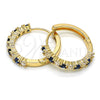 Oro Laminado Huggie Hoop, Gold Filled Style with Sapphire Blue and White Cubic Zirconia, Polished, Golden Finish, 02.210.0095.3.25
