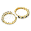 Oro Laminado Huggie Hoop, Gold Filled Style with Sapphire Blue and White Cubic Zirconia, Polished, Golden Finish, 02.210.0095.3.25