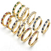 Oro Laminado Huggie Hoop, Gold Filled Style with Sapphire Blue and White Cubic Zirconia, Polished, Golden Finish, 02.210.0095.3.25