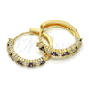 Oro Laminado Huggie Hoop, Gold Filled Style with Amethyst and White Cubic Zirconia, Polished, Golden Finish, 02.210.0095.4.25