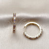 Oro Laminado Huggie Hoop, Gold Filled Style with Amethyst and White Cubic Zirconia, Polished, Golden Finish, 02.210.0095.4.25