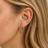 Oro Laminado Huggie Hoop, Gold Filled Style with Multicolor Cubic Zirconia, Polished, Golden Finish, 02.210.0095.5.25