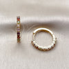 Oro Laminado Huggie Hoop, Gold Filled Style with Multicolor Cubic Zirconia, Polished, Golden Finish, 02.210.0095.5.25
