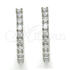 Rhodium Gold Filled Huggie Hoop, with White Cubic Zirconia, Polished, Rhodium Finish, 02.210.0095.6.25