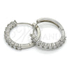 Rhodium Gold Filled Huggie Hoop, with White Cubic Zirconia, Polished, Rhodium Finish, 02.210.0095.6.25