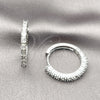Rhodium Gold Filled Huggie Hoop, with White Cubic Zirconia, Polished, Rhodium Finish, 02.210.0095.6.25