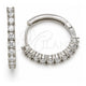 White Gold Filled Huggie Hoop, with White Cubic Zirconia, Polished, Rhodium Finish, 02.210.0095.6.25