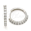 Rhodium Gold Filled Huggie Hoop, with White Cubic Zirconia, Polished, Rhodium Finish, 02.210.0095.6.25