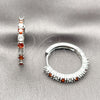 Rhodium Gold Filled Huggie Hoop, with Garnet and White Cubic Zirconia, Polished, Rhodium Finish, 02.210.0095.7.25