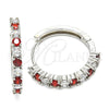 Rhodium Gold Filled Huggie Hoop, with Garnet and White Cubic Zirconia, Polished, Rhodium Finish, 02.210.0095.7.25