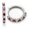 White Gold Filled Huggie Hoop, with Garnet and White Cubic Zirconia, Polished, Rhodium Finish, 02.210.0095.7.25