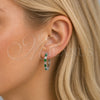 Rhodium Gold Filled Huggie Hoop, with Green and White Cubic Zirconia, Polished, Rhodium Finish, 02.210.0095.8.25