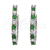 Rhodium Gold Filled Huggie Hoop, with Green and White Cubic Zirconia, Polished, Rhodium Finish, 02.210.0095.8.25