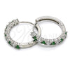 Rhodium Gold Filled Huggie Hoop, with Green and White Cubic Zirconia, Polished, Rhodium Finish, 02.210.0095.8.25