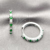 Rhodium Gold Filled Huggie Hoop, with Green and White Cubic Zirconia, Polished, Rhodium Finish, 02.210.0095.8.25