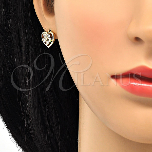 Gold Filled Ring — Stud Earring Heart and Flower Design with White — alternate product view — SKU 119142 | Oro Laminado anillo — Stud Earring corazón and flor diseño with blanco — SKU 119142
