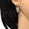 Oro Laminado Small Hoop, Gold Filled Style Twist Design, Polished, Tricolor, 02.170.0042.1.25